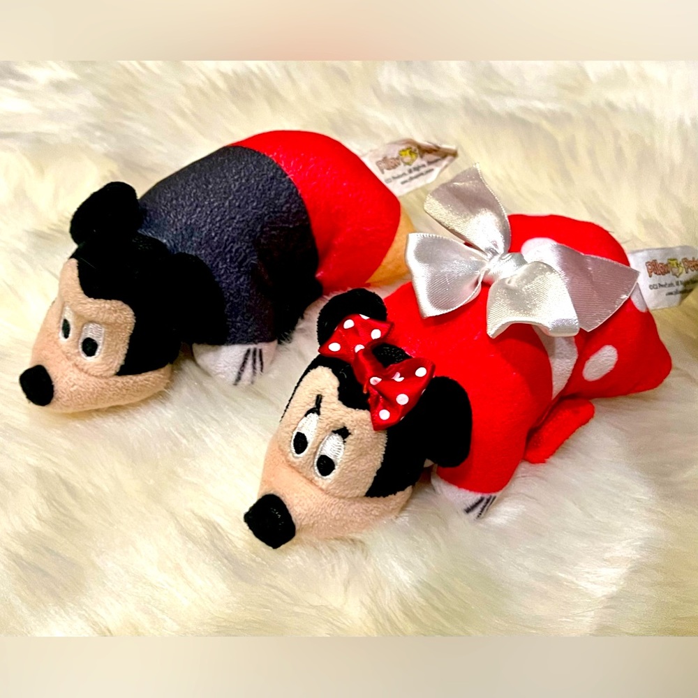 Pillow Pets Mickey Minnie Mouse - Pillow Plush Toys Travel 2pc Set Pair - Disney